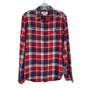 The Original Penguin Men's Size M Flannel Red Heritage Slim Fit Cotton